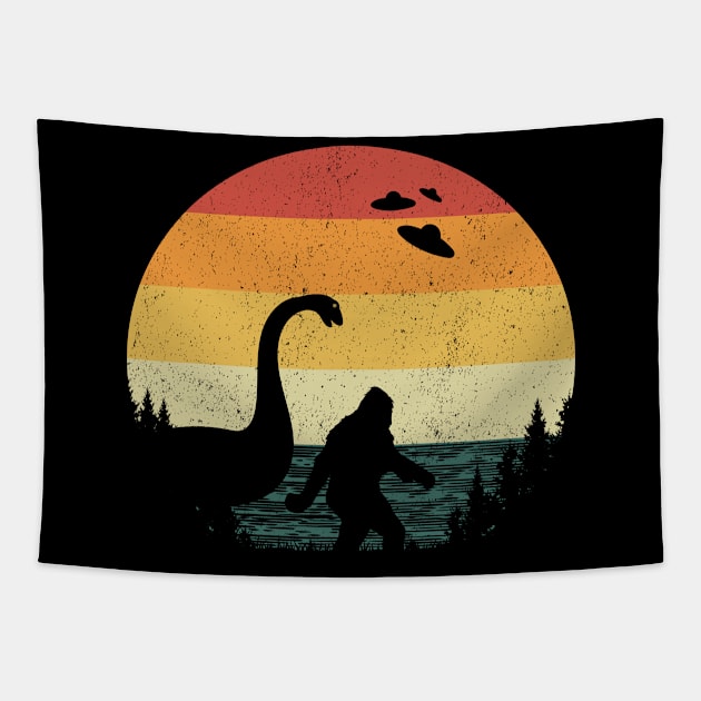 Bigfoot Loch Ness Monster Tapestry by Tesszero