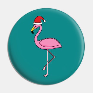 Christmas Flamingo with Santa Hat Pin