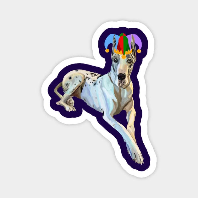 Court Jester Harlequin Great Dane Dog Magnet by Art by Deborah Camp