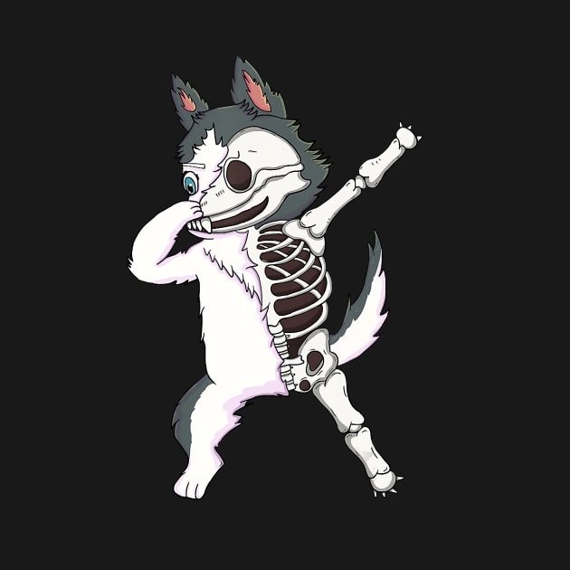 Dabbing Siberian Husky Skeleton Halloween by JaydeMargulies