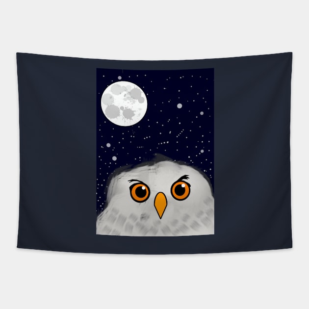 Owl in the night sky Tapestry by rob-cure