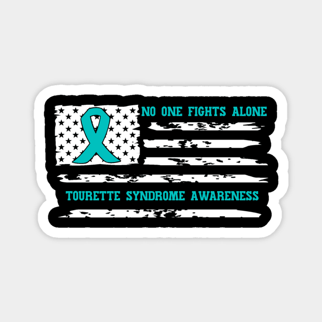 No One Fights Alone Tourette Syndrome Awareness Magnet by Geek-Down-Apparel