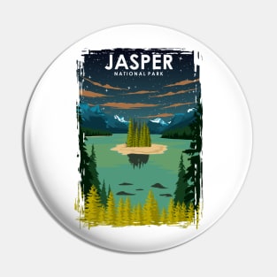 Jasper National Park Vintage Minimal Retro Travel Poster Pin