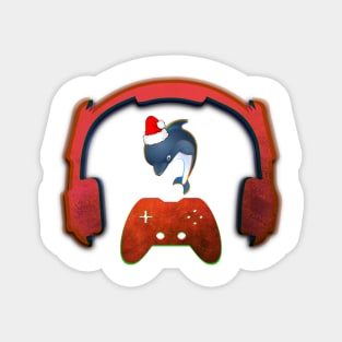 Christmas Dolphin - Gaming Music Headphones - Christmas Holiday Gift Magnet