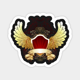 Red Shield with Golden Wings Magnet