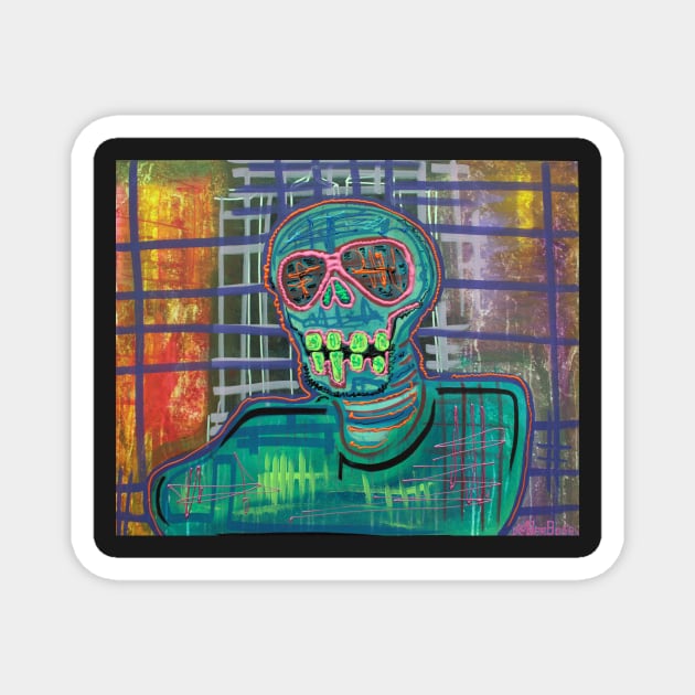 Psychedelic Skull Magnet by barbosaart