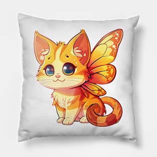 Cute Butterfly Cat T-shirt Pillow