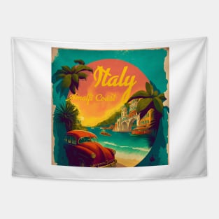 Amalfi Coast Italy Vintage Travel Art Poster Tapestry