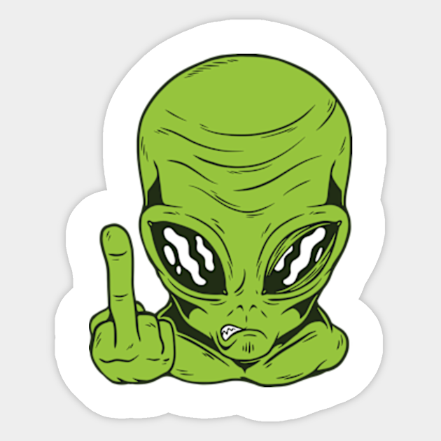 Cool Cartoon Green Alien Flipping Off Alien Flipping Off Sticker Teepublic The best selection of royalty free cartoon alien green vector art, graphics and stock illustrations. cool cartoon green alien flipping off