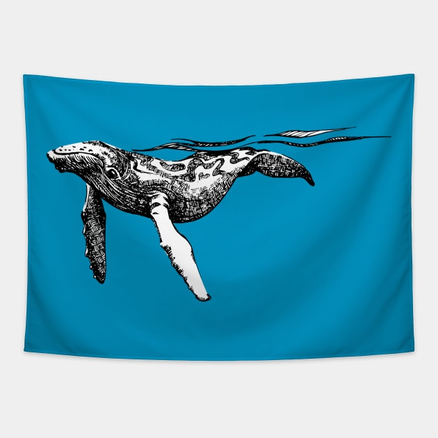 Humpback Whale Pen and Ink Tapestry by tsd-fashion