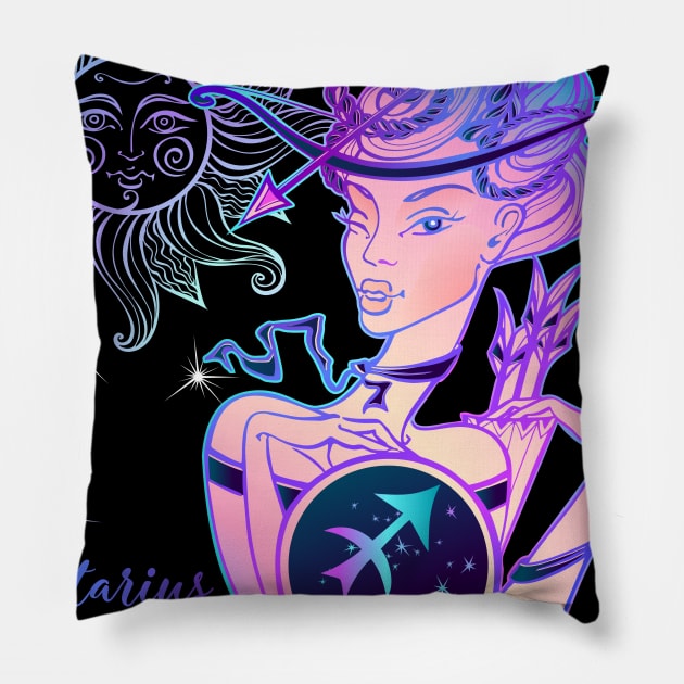 Sagittarius Astrology Horoscope Zodiac Birth Sign Gift for Women Pillow by xena