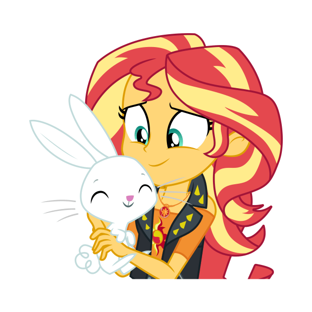 Sunset Shimmer holding Angel Bunny by CloudyGlow