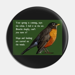 Robin Get Well Soon Message, Harbinger of Spring Pin