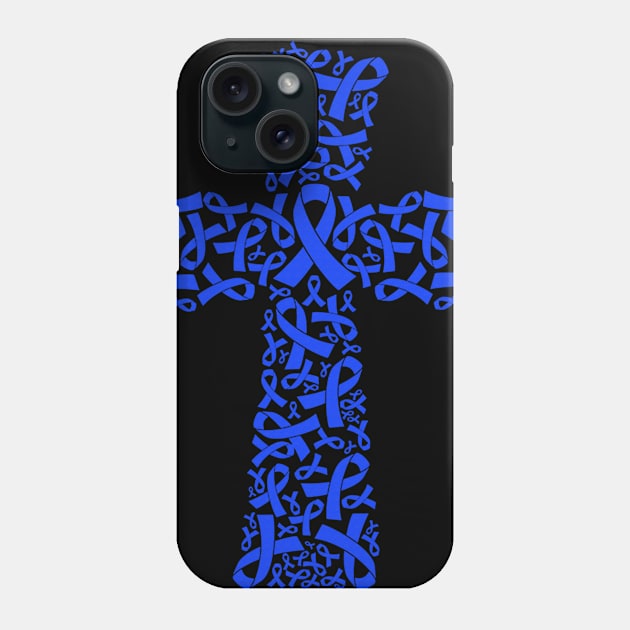 Christian Cross Jesus Chronic Fatigue Syndrome Awareness Blue Ribbon Warrior Support Survivor Phone Case by celsaclaudio506