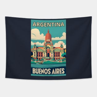 A Vintage Travel Art of Buenos Aires - Argentina Tapestry