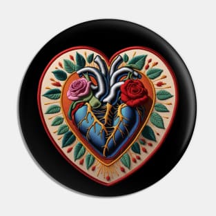 Bio Bursting Heart Embroidered Patch Pin