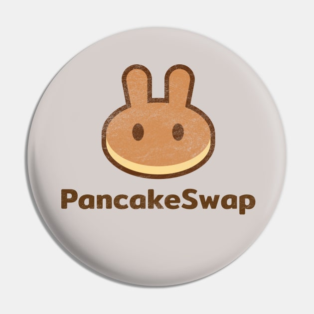 PancakeSwap CAKE Crypto Coin Brown Letters Vintage Pin by TGKelly