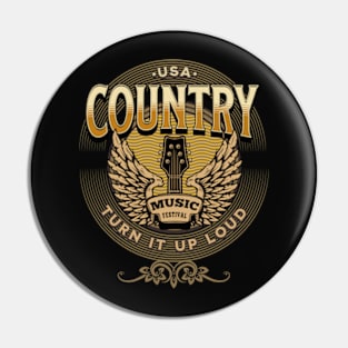 Country Music Turn It Up Loud Pin