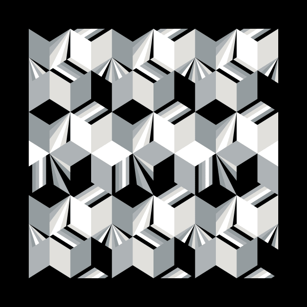 Retro Black and White Cubes by Carolina Díaz