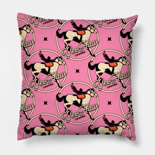 Yee Haw Black Cat Pattern in pink Pillow