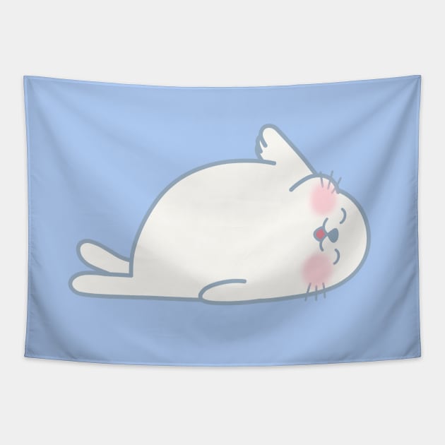 Happy baby seal Tapestry by NumbleRay