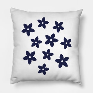 Blue flowers, retro 70's vibe Pillow