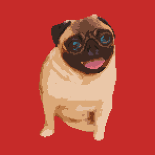 a sitting Pug dog pixel art T-Shirt