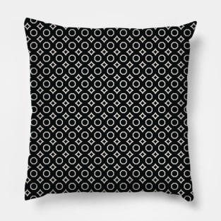 Circular and Stars Black and White Pattern Pillow