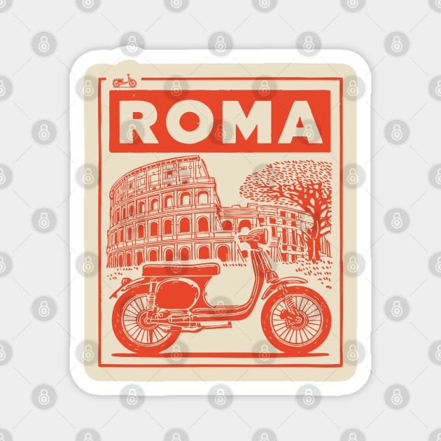 Rome Italy Vintage Travel Design Magnet by TuncGK