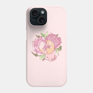 Peonies and fox Phone Case