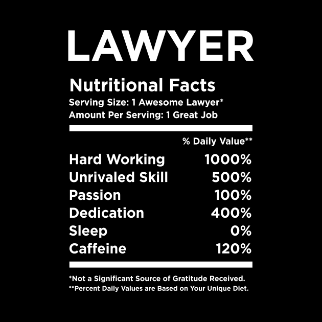 Lawyer Nutritional Facts by produdesign