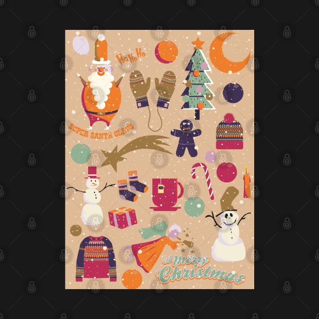 Cute Christmas Postcards - Cute Christmas Illustration - christmas cookies illustration by Boogosh