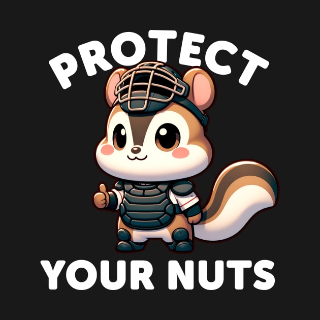 Protect Your Nuts Chipmunk Baseball Fan Humor Graphic by razlanisme