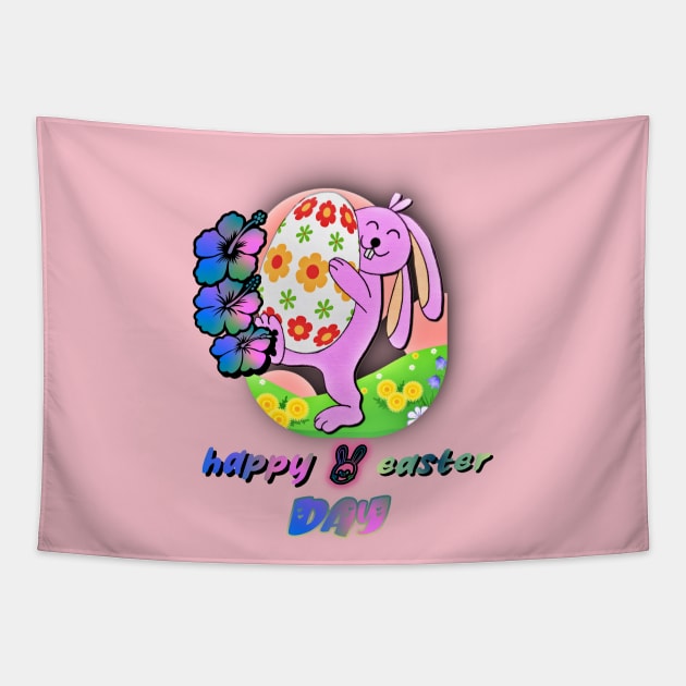 Happy Easter T-Shirt Bunny Rabbit Graphic Tapestry by luxardo ART