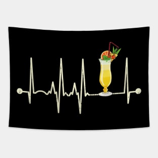 Funny Cocktail Hurricane Glass Heartbeat Happy Cocktail Hour Tapestry