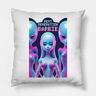 next generation future alien Barbie graphic illustration design by ironpalette Pillow