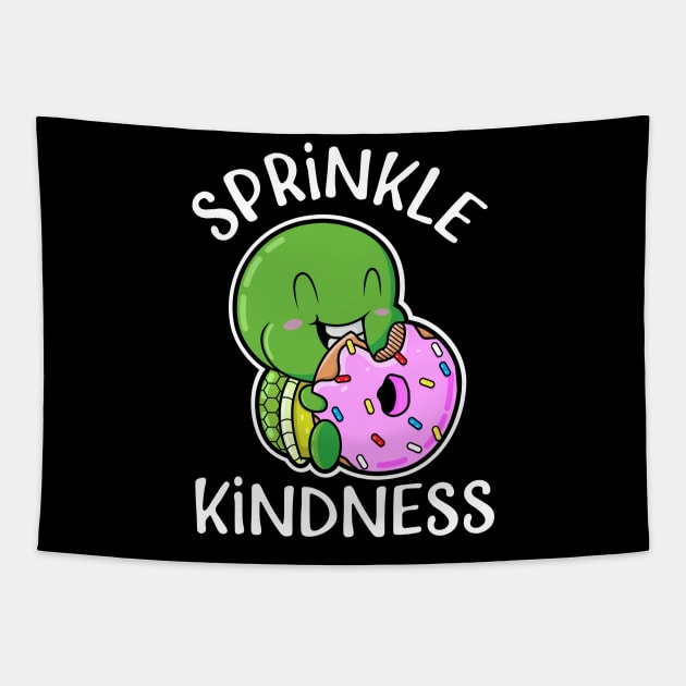 Baby Turtle Eating a Sprinkled Doughnut Sprinkle Kindness Tapestry by SWIFTYSPADE