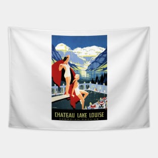 Chateau LAKE LOUISE Hotel Canadian Rockies Vintage Travel Tapestry