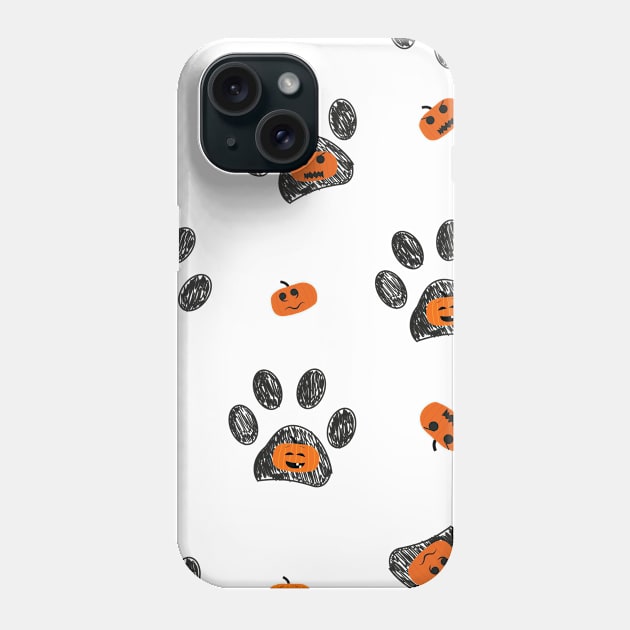 Paw prints with pumpkin Phone Case by GULSENGUNEL