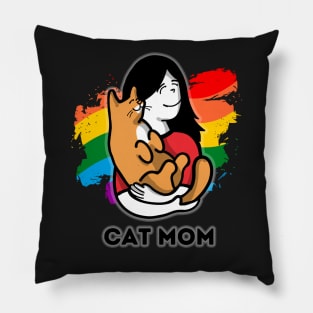 Cat Mom Pride Pillow