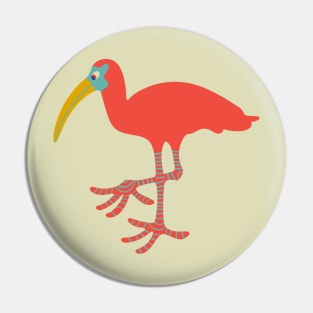 SCARLET IBIS Funny Cute Tropical Bird with Big Feet - UnBlink Studio by Jackie Tahara Pin