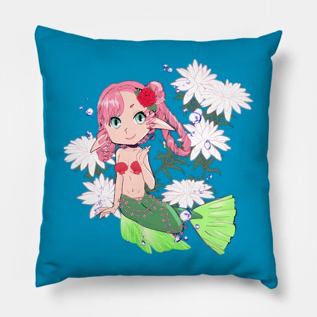 Pink & Green Mermaid Pillow by Kanna Productions 