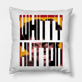 vintage text efect whitty hutton face Pillow