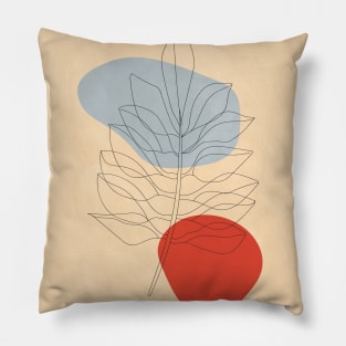 Botanical Minimalist Art, Line Work, Modern Scandinavian Pillow