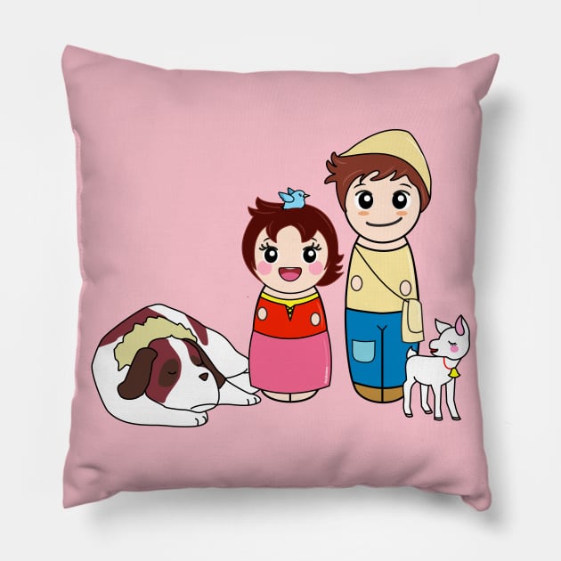 Kokeshis Heidi and Peter Pillow by Pendientera