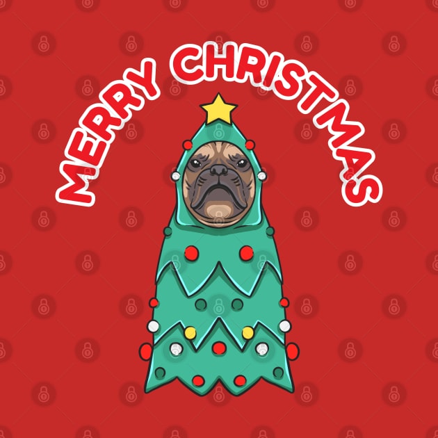 Bulldog dog in christmas tree costume by Wahyuwm48