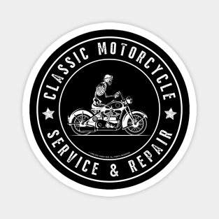 Classic Motorcycle Service & Repair Skeleton Side Magnet