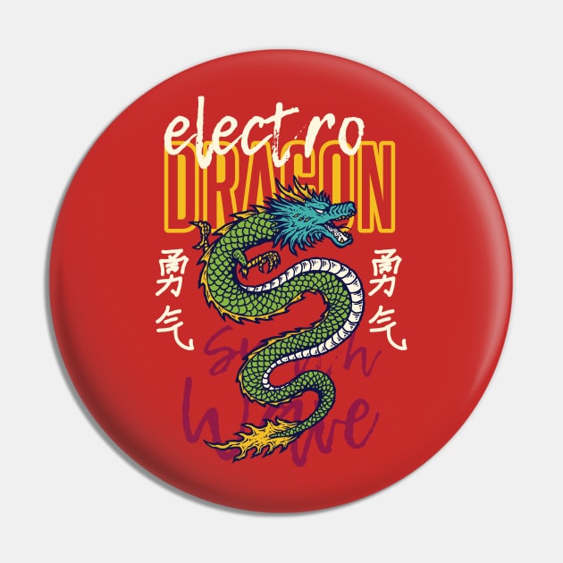 Elctro Dragon Japanese Pin by HollyDuck