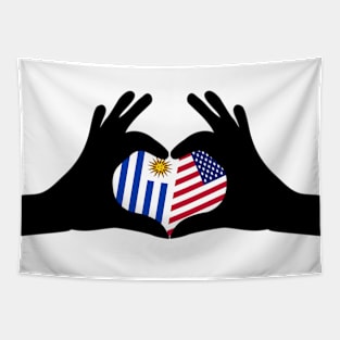 Half Uruguayan Half American Heritage USA Roots & Uruguay DNA Family Flag Design Tapestry