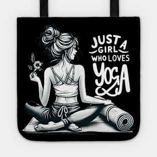 Just a Girl Who Loves Yoga-Girl with Mat and Messy Bun Tote